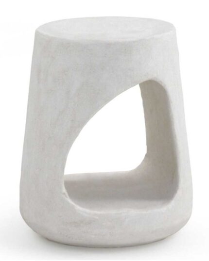 Mesa auxiliar de color cemento blanco de poliresina