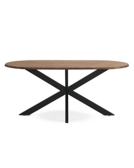 Mesa ovalada 180x90 madera de Acacia pata metálica