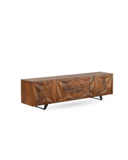 Mueble TV dos puertas, dos cajones madera maciza de mango
